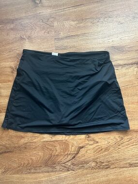 Athleta Black Swim Skirt Bottoms XL Built-In Brief Zip Pocket Athletic Swimwear